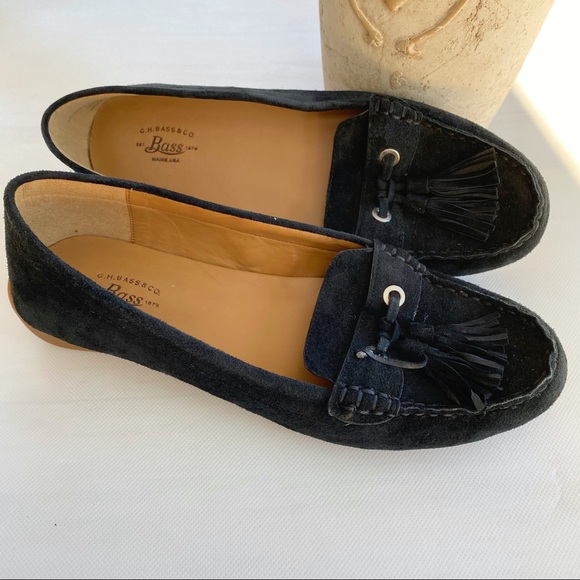 G.H. Bass Bonnie black suede loafers tassels 7 - Picture 2 of 4
